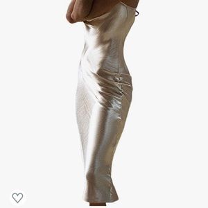 NEW Metallic Gold Midi Cowl Dress
